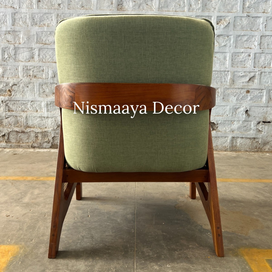 Marvin Solid Teak Wood & Rattan 1 Seater Sofa – Nismaaya Decor