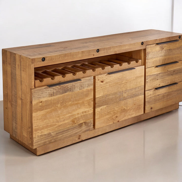 Finca Pine Sideboard with Wine Rack - Natural