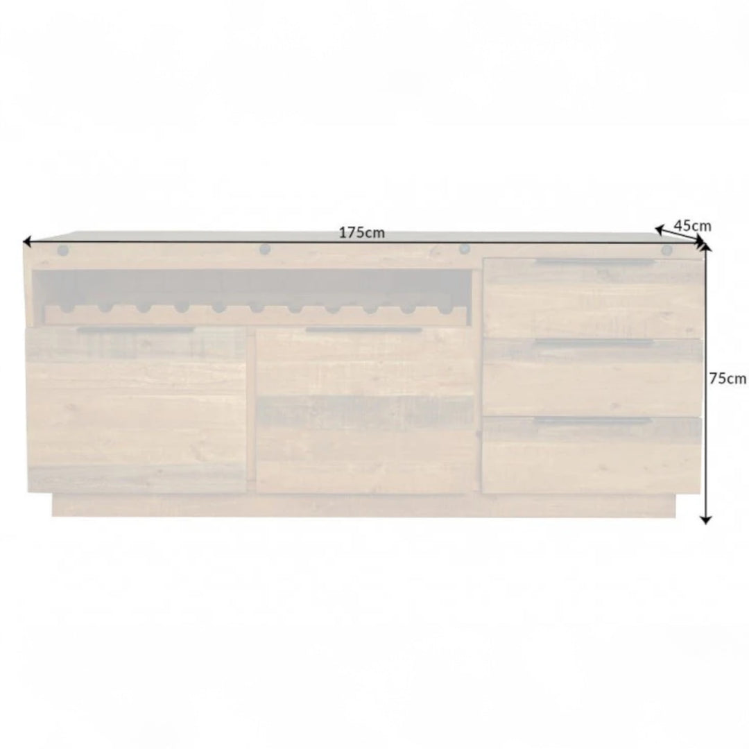 Finca Pine Sideboard with Wine Rack - Natural