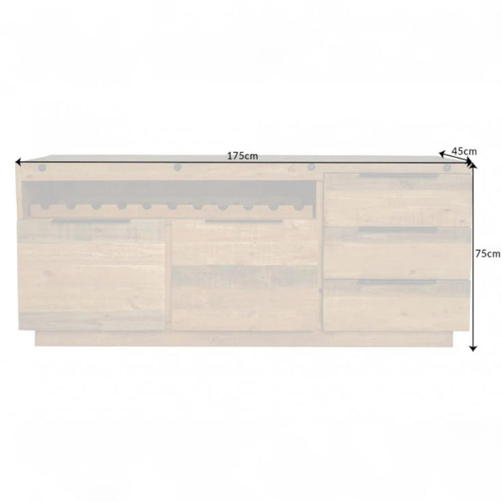 Finca Pine Sideboard with Wine Rack - Natural