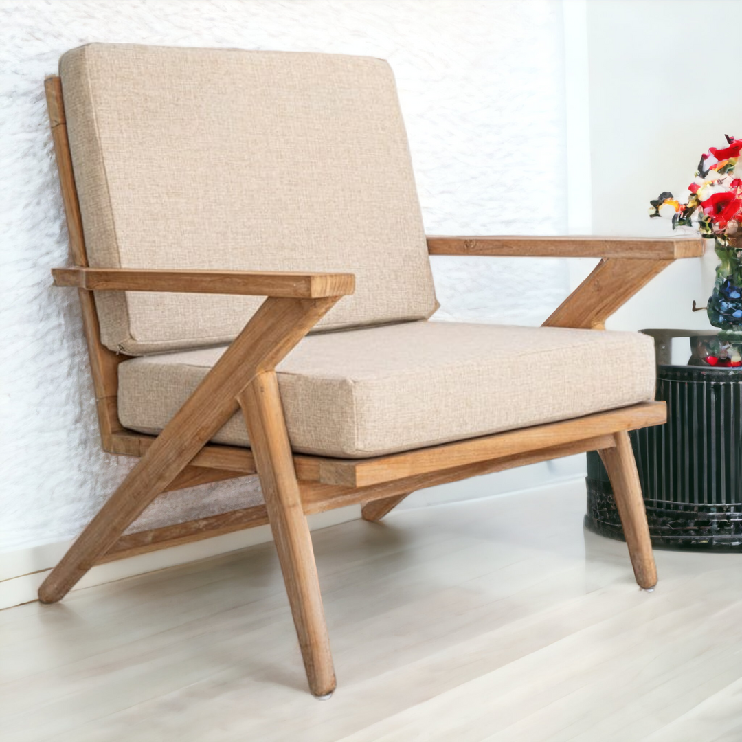 Morna Solid Teak Wood Lounge Chair