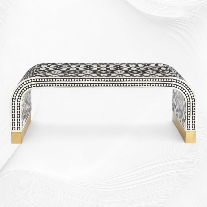 Moroccan Inlay Waterfall Coffee Table Black | Black And White Bone Inlay Coffee Table