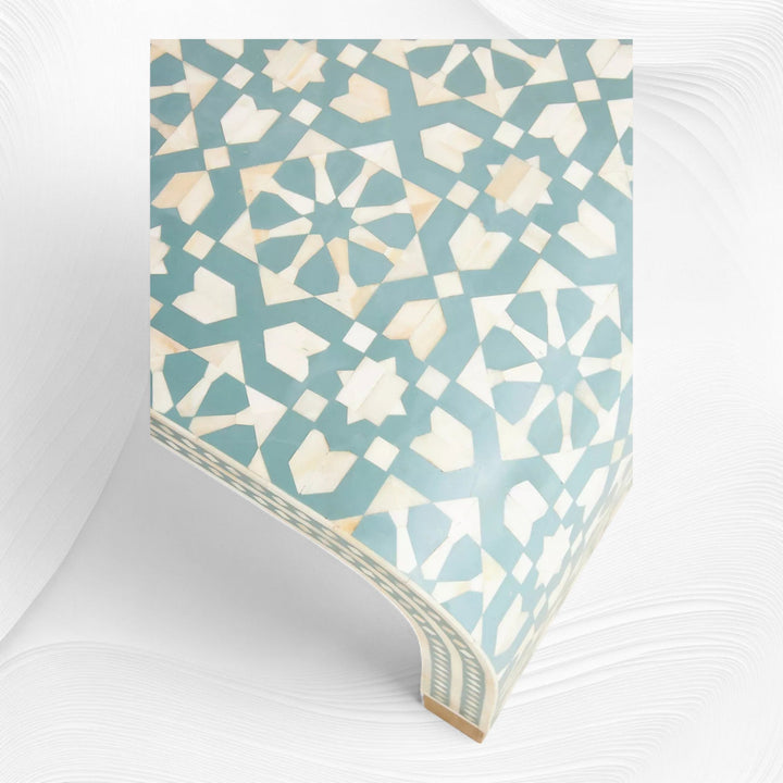 Moroccan Inlay Waterfall Coffee Table Green | Bone Inlay Coffee Tables