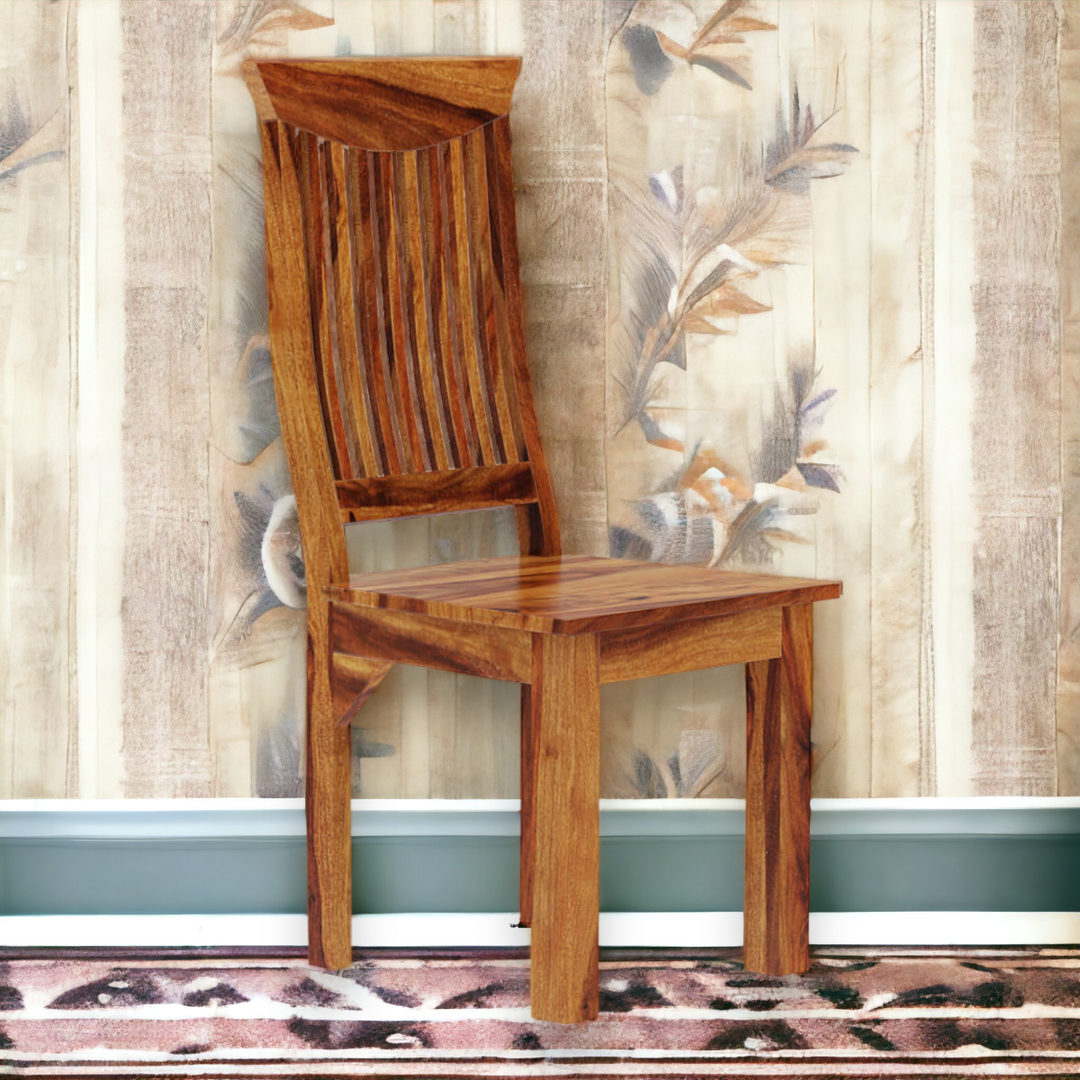 Nismaaya Solid Wood Contemporary Wave Back Ergonomic Dining Chair 1