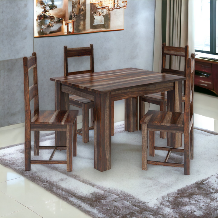 Abel 4 Seater Sheesham Wood Dining Table and Chair Set