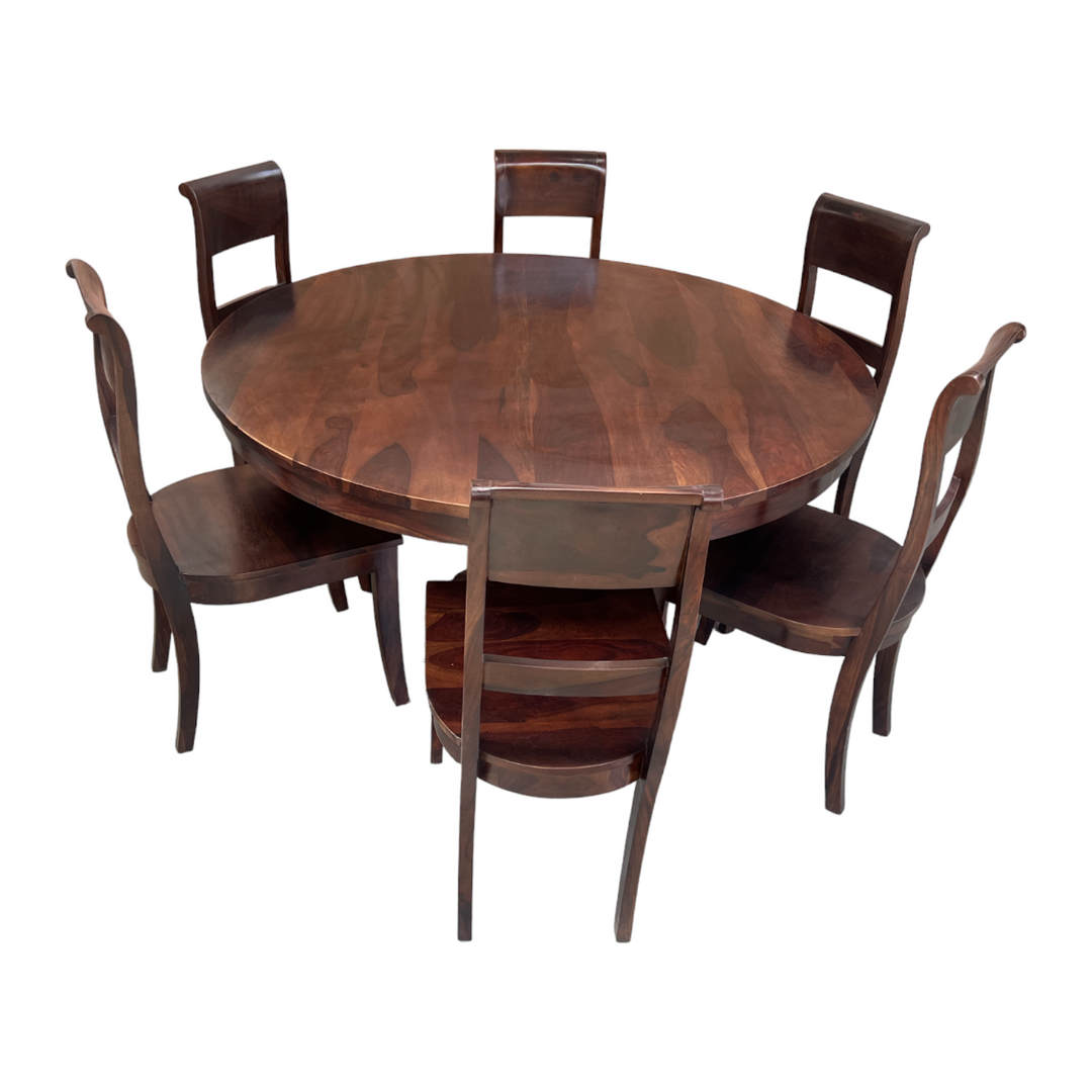 Acco 6 Seater Round Dining Table Chair Set