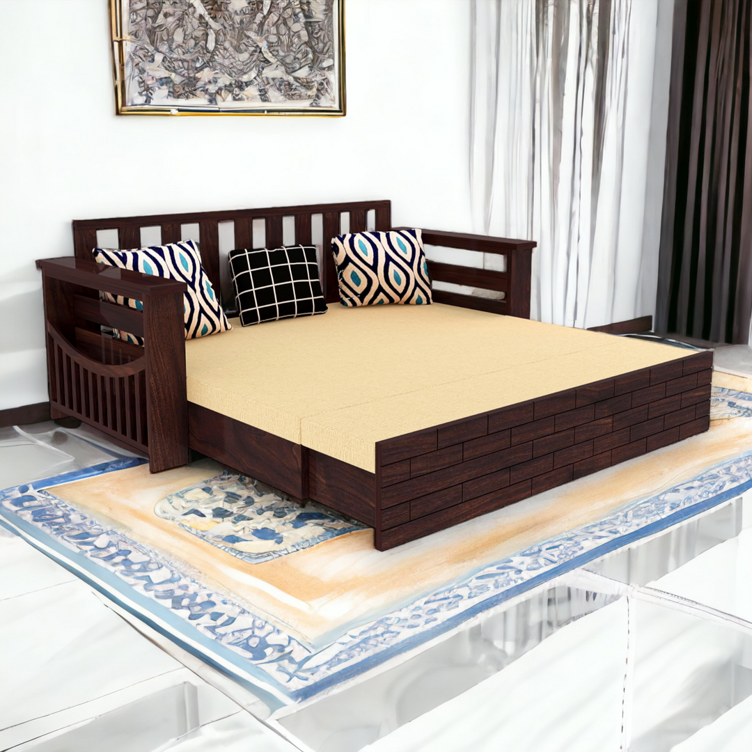 Best Quality sheesham wood brown color bed cum sofa 