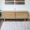 Shop Teak Wood & Cane With Oak finish Sideboard Natural Finish Buy Online
