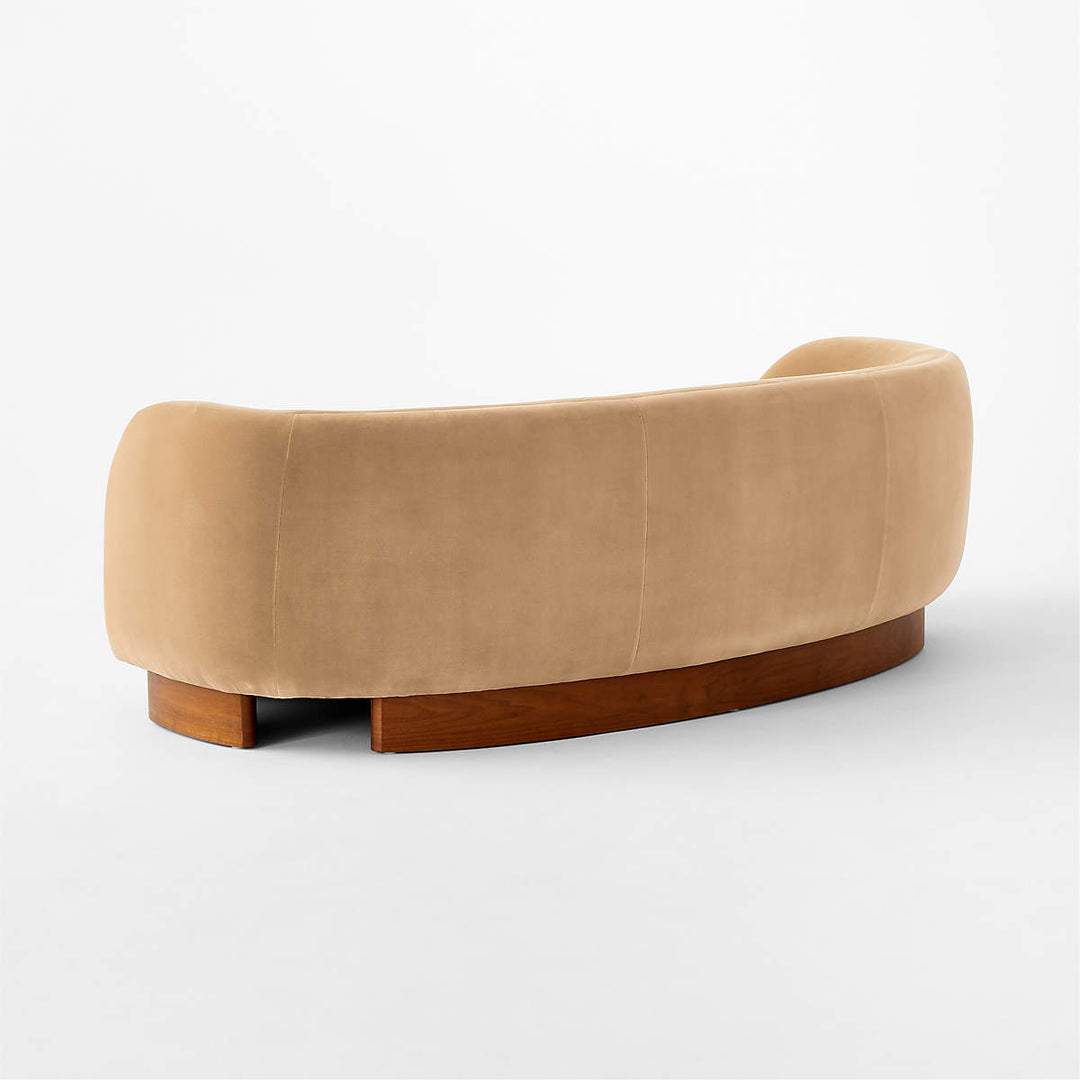 Alroy Curved 3 Seater Teak Wood & Fabric Sofa