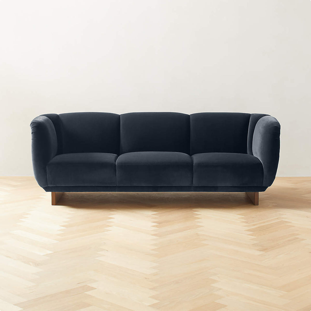 Big Three Seater black bouncy Oak Wood & Fabric Sofa at best price