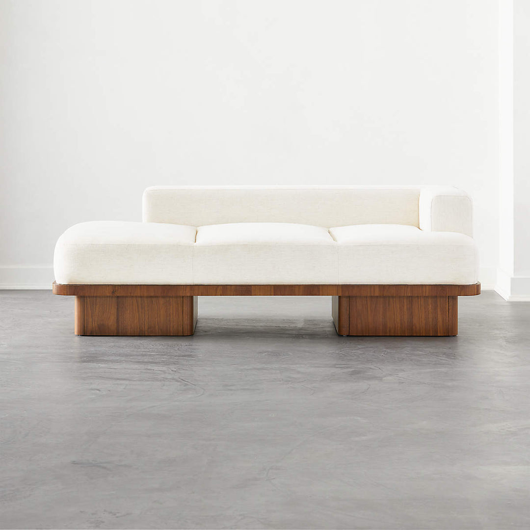 White Teak Wood & Fabric Sofa at best price in india