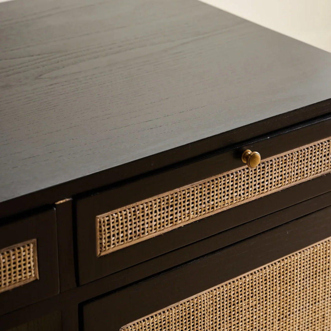 Custom - Armin Teak Wood & Rattan, Iron Study Table