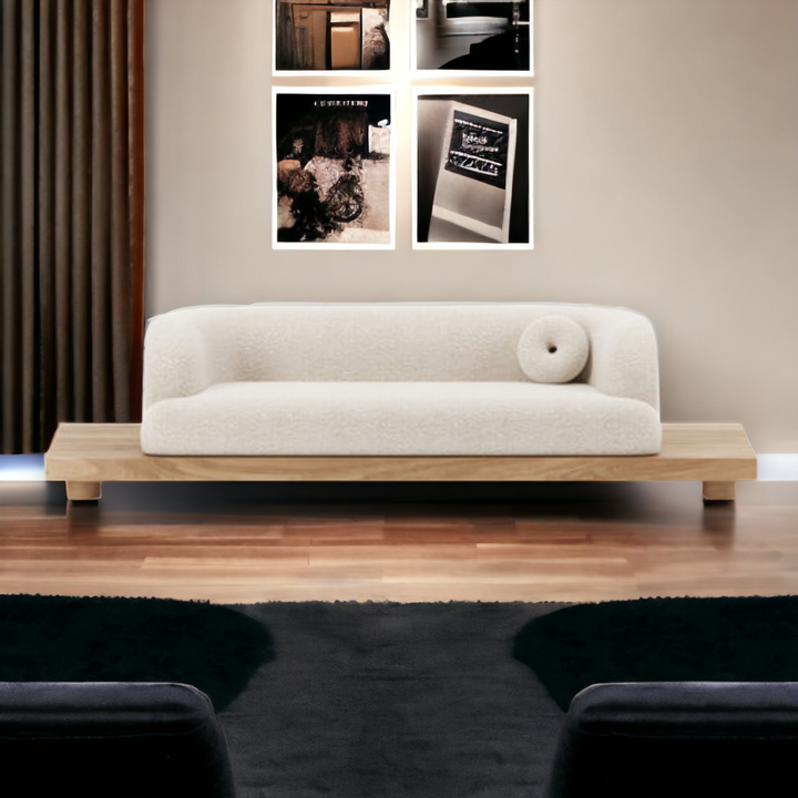 Nismaaya 3 Seater Oak Wood & Fabric Sofa at best price shop now