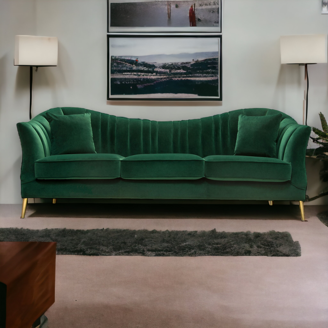 Bardhyl 3 Seater Fabric Sofa Green