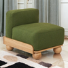 Oak Wood & Velvet One Seater Sofa Spinach Green color