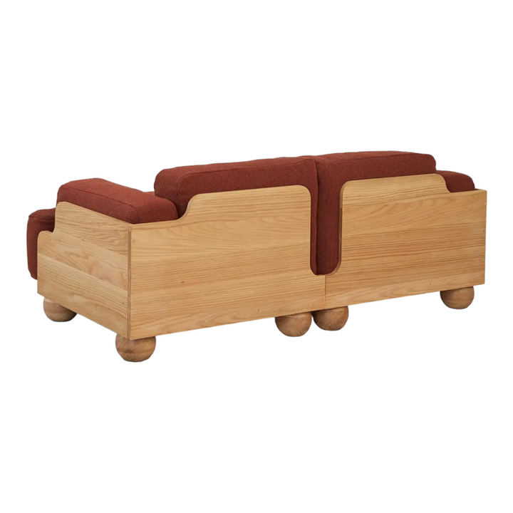 Nismaaya Batson Oak Wood 2 Seater Sofa Red 3
