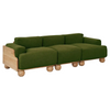 Nismaaya Batson Oak Wood 3 Seater Sofa Green 2