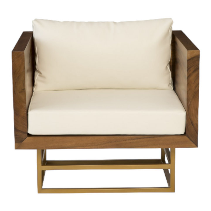 Batu Solid Wood & Natural Brass Finish Arm Chair