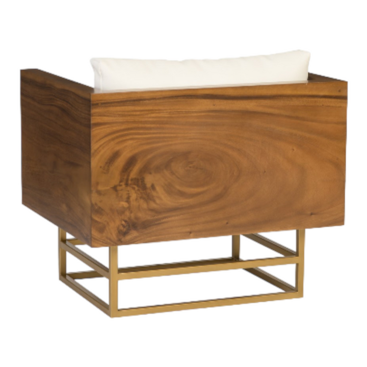 Batu Solid Wood & Natural Brass Finish Arm Chair 4
