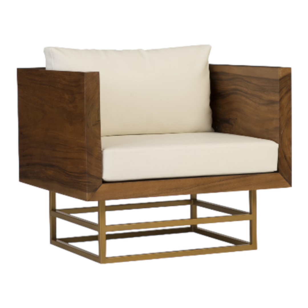 Batu Solid Wood & Natural Brass Finish Arm Chair 2