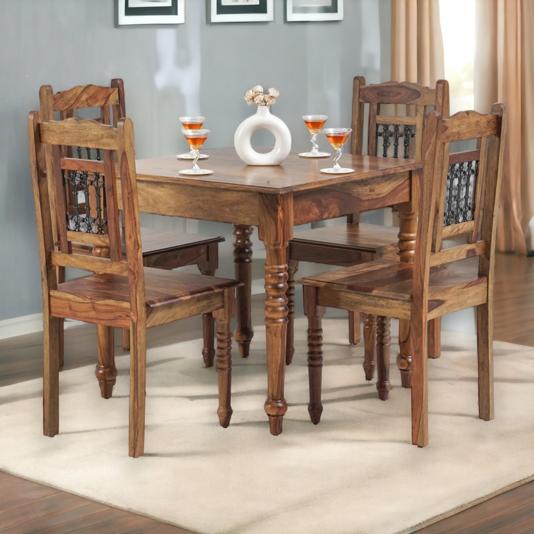 Beale 4 Seater Sheesham Wood Dining Set With Chairs
