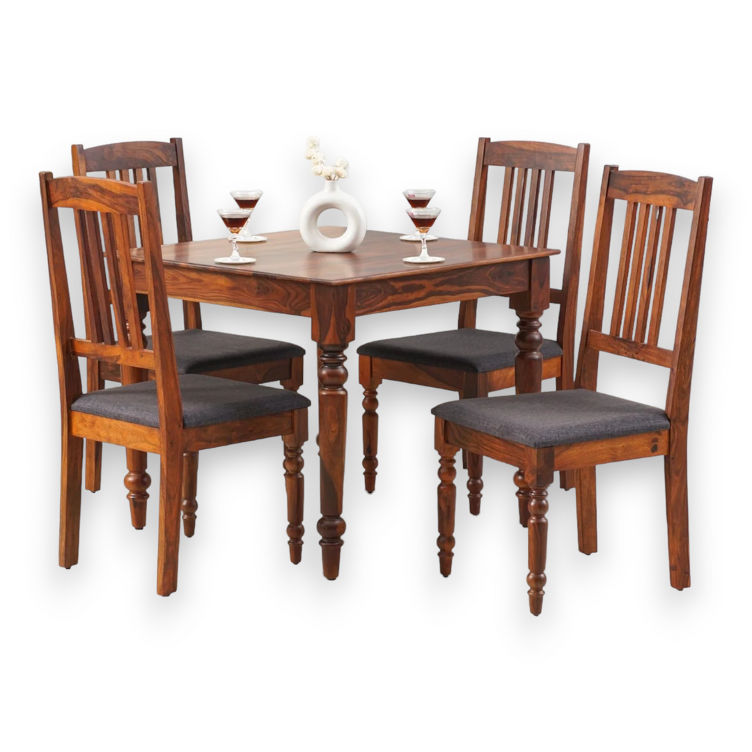 Beil 4 Sheesham Wood Seater Dining Set With Chairs Honey
