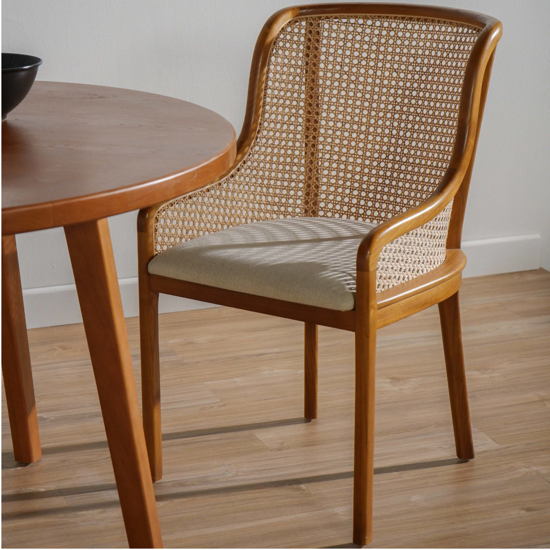 Beren Teak Wood Rattan Dining Chair