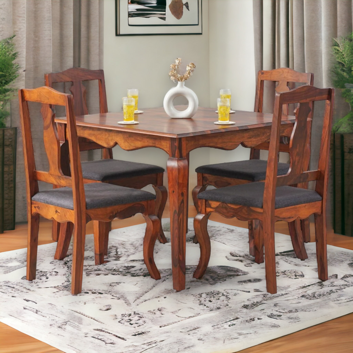 Four Seater Sheesham Wood Dining Set with cushion for your bum comfort 