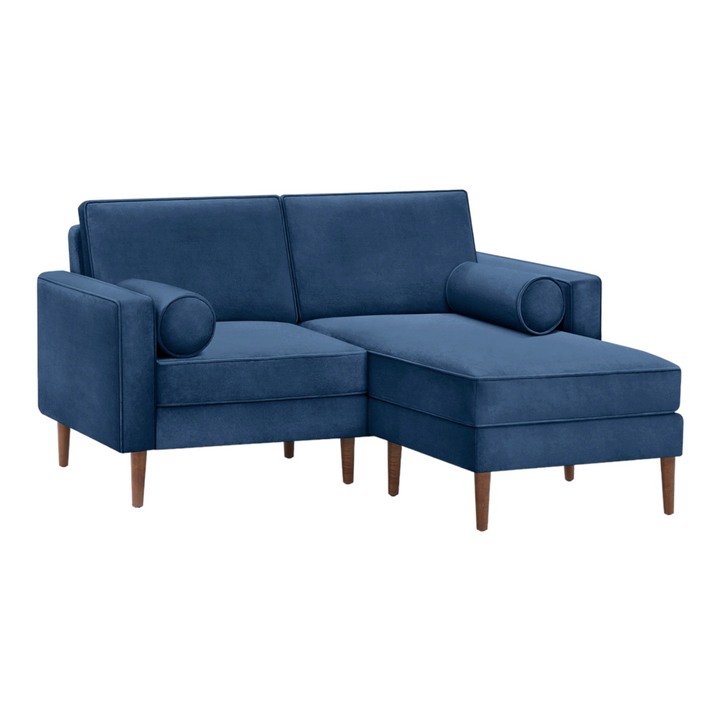 King Blue Velvet Loveseat with chaise with two cushion buy at best price
