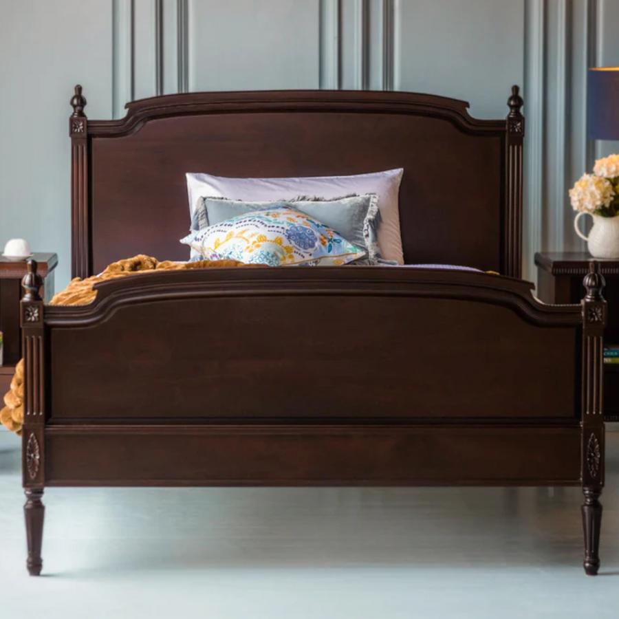 Carol teak wood bed design brown natural black