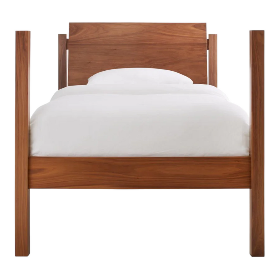 Dacia walnut wood king size wooden bed design