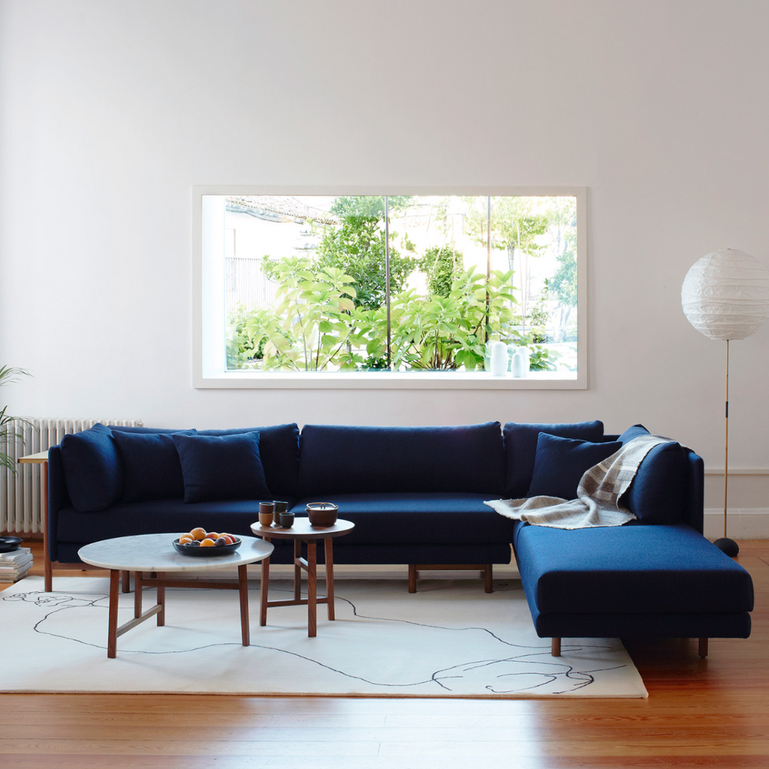 Nismaaya Derex Blue L Shape Sofa buy online at best price
