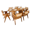 Nismaaya Dericia 6 Seater Dining Table Set With Rattan Chairs 4