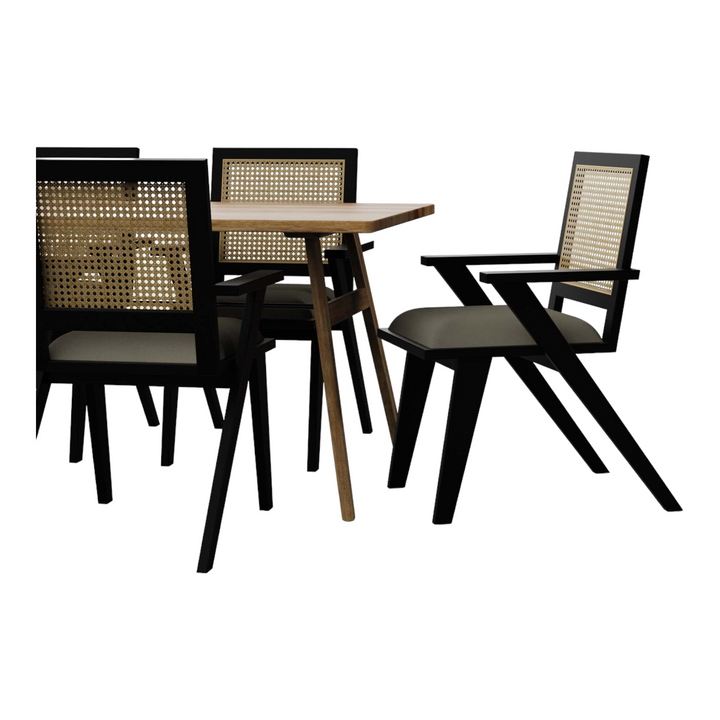 Ekanta 6 Seater Dining Table Set With Rattan Chairs 4