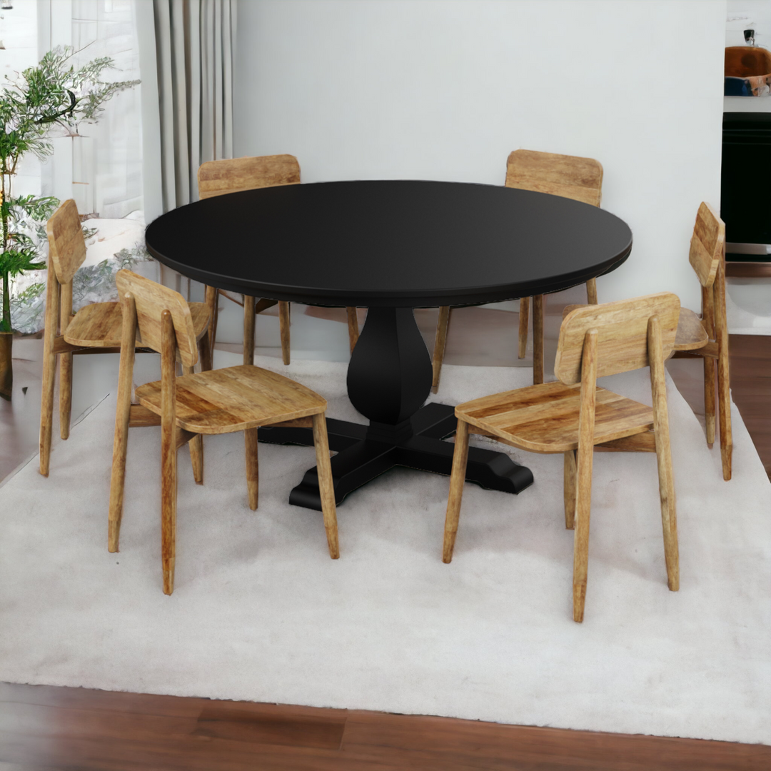 Ekavali 6 Seater Mango Wood Dining Table Set With Chairs