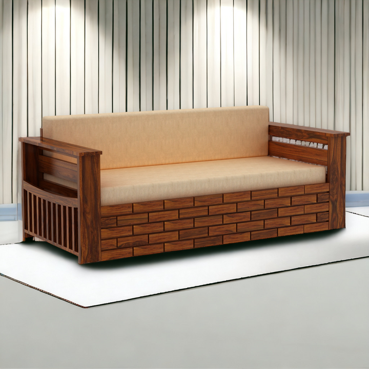 Brick Style Sheesham Wood Sofa cum bedbuy online at nismaaya decor