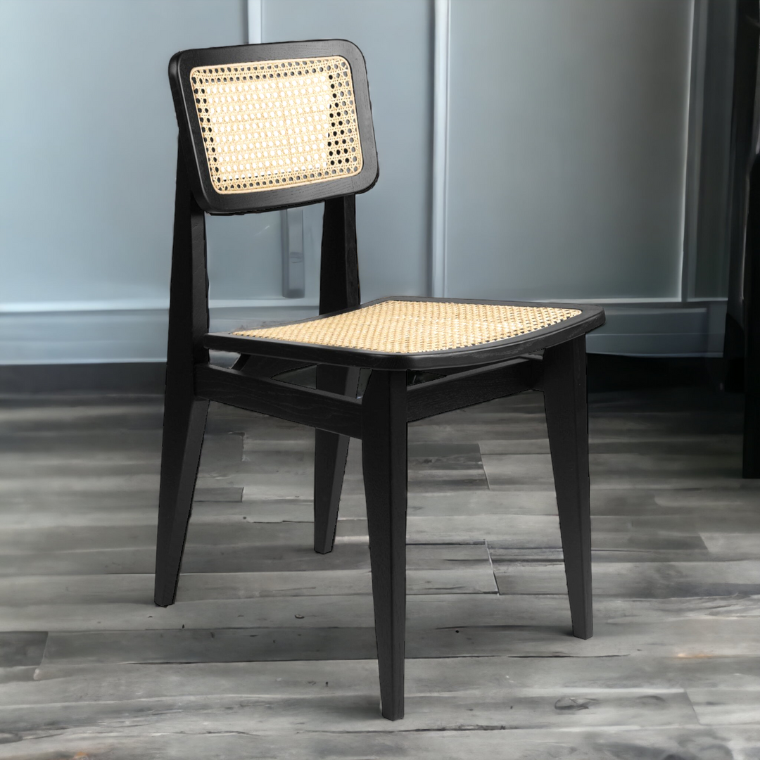 Nismaaya Harini Black Stained Oak & Rattan Dining Chair 1