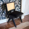 Nismaaya Hilderic Rattan Dining Chair Upholstered Seat Black