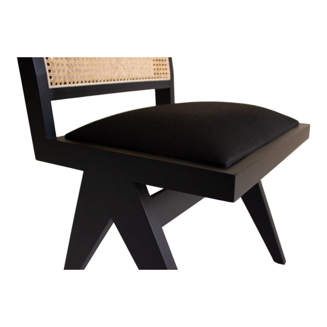 Nismaaya Hilderic Rattan Dining Chair Upholstered Seat Dark Black 3
