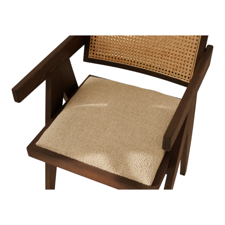 Nismaaya Hilderic Rattan Dining Chair Upholstered Seat Dark Brown 2