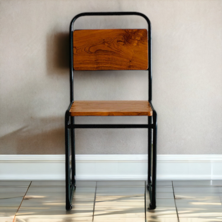 Teak Wood & Iron Black Finish Dining Chair buy best price