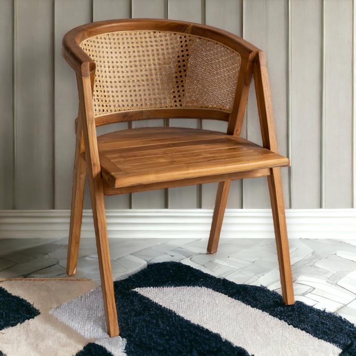 Teak Wood & Rattan finish Dining Chair at best price