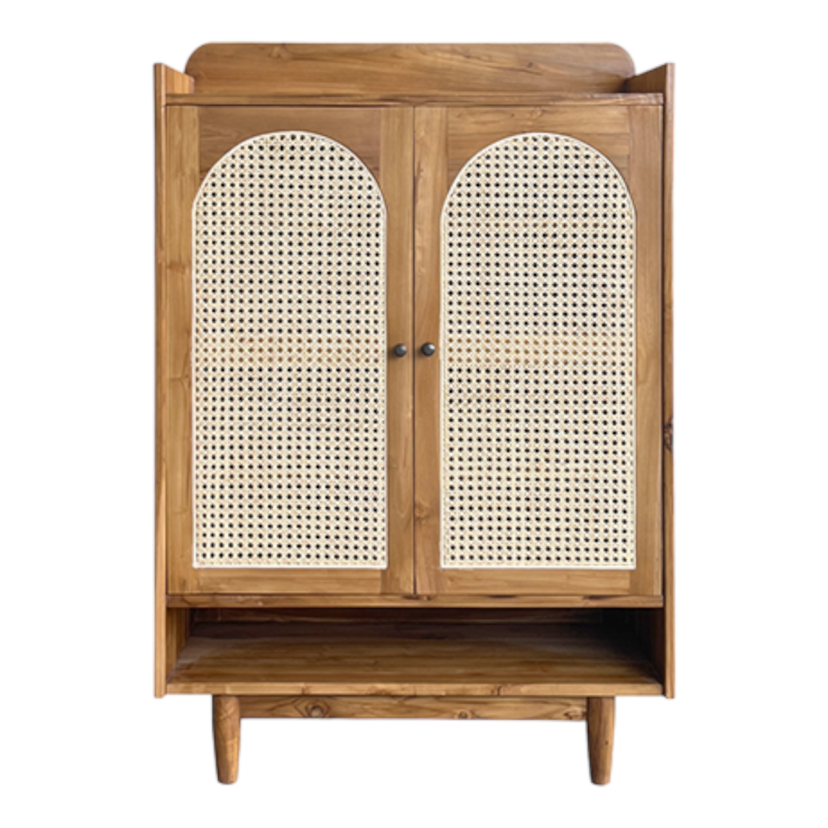 Mahsa Cane Shoe Rack Teak Wood & Cane – Nismaaya Decor