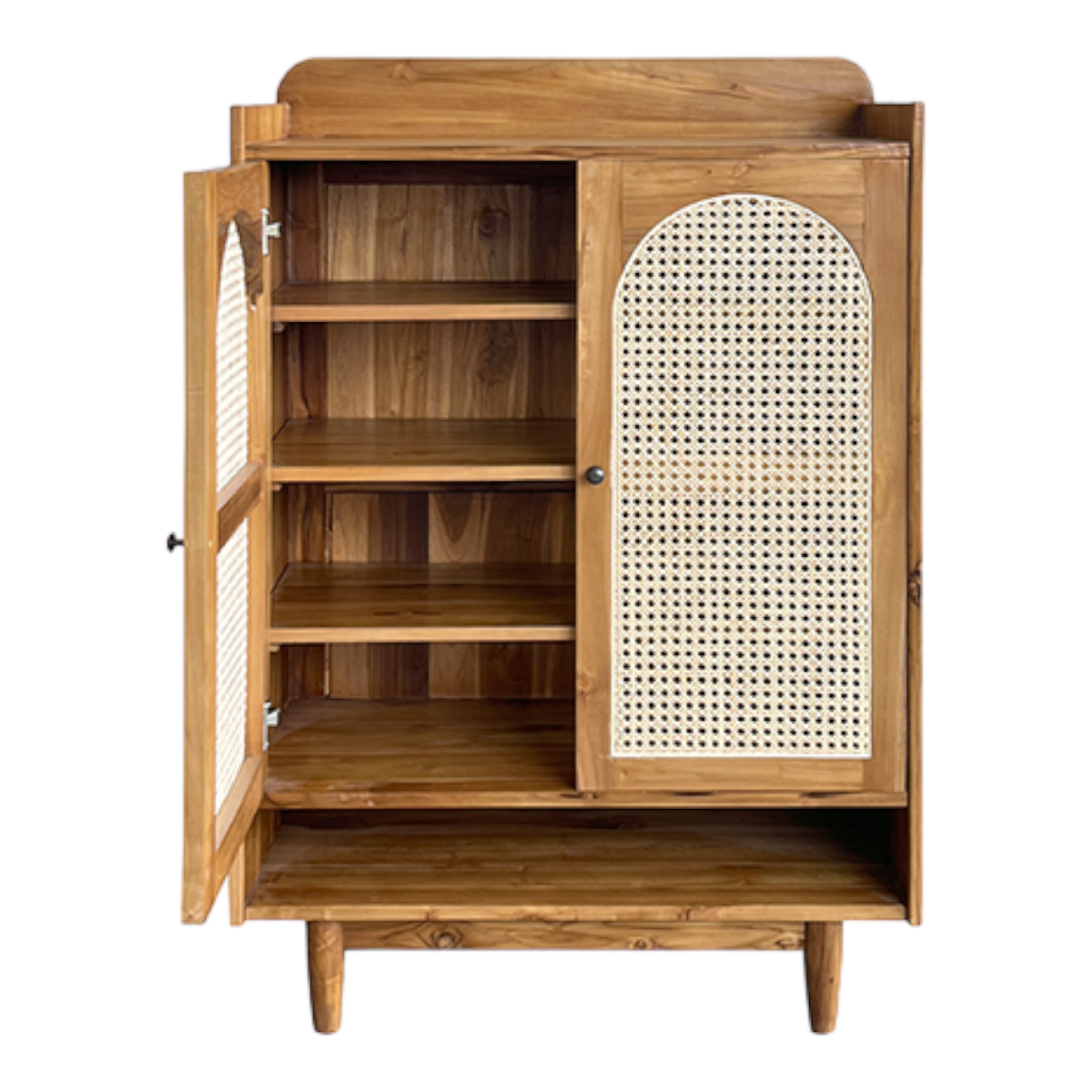 Mahsa Cane Shoe Rack Teak Wood & Cane – Nismaaya Decor
