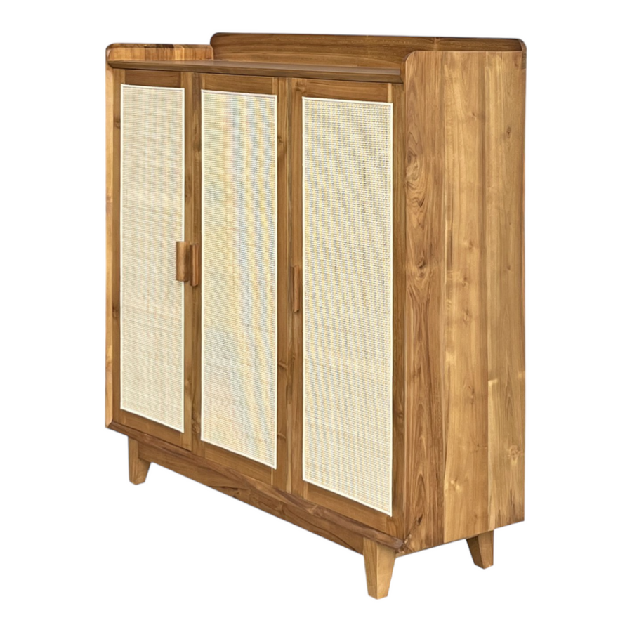 Maia Cane Shoe Rack Teak Wood & Cane – Nismaaya Decor