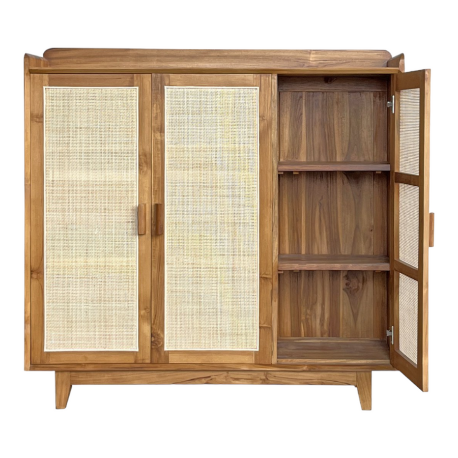 Maia Cane Shoe Rack Teak Wood & Cane – Nismaaya Decor