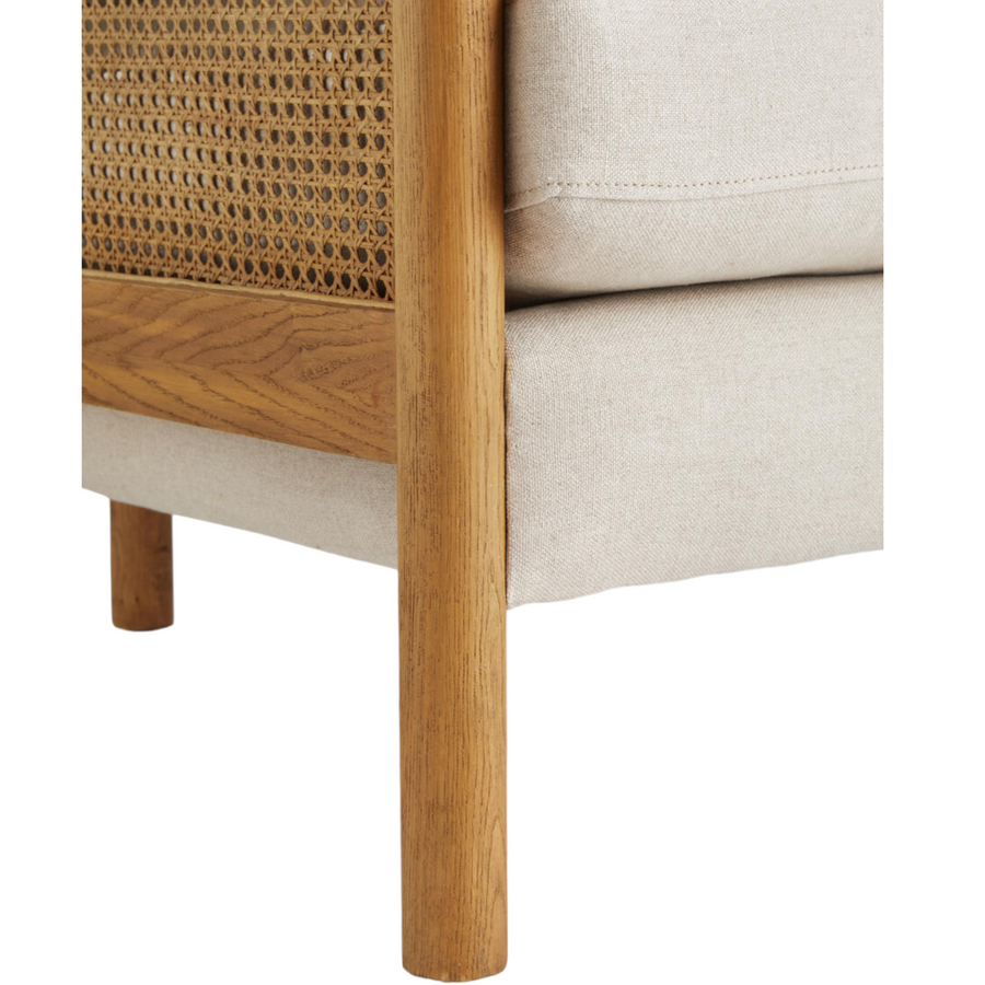 Manora 3 Seater Oak Wood & Rattan Sofa – Nismaaya Decor