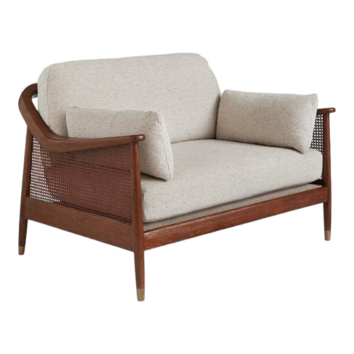 Marika 1 Seater Teak Wood & Rattan, Antique Brass Sofa – Nismaaya Decor