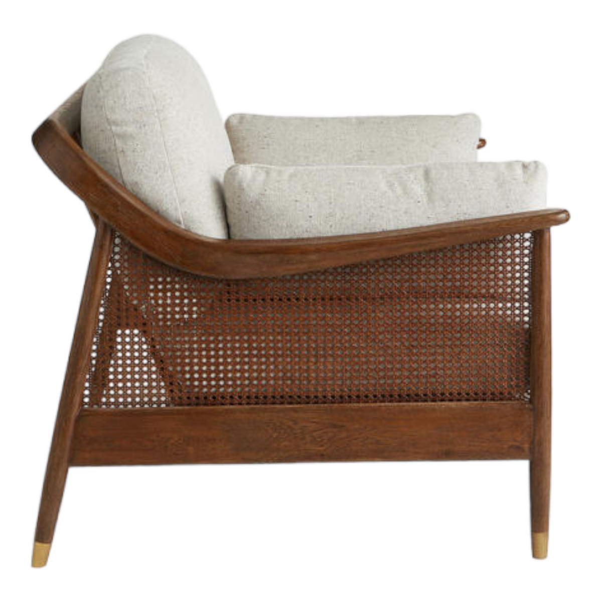 Marika 1 Seater Teak Wood & Rattan, Antique Brass Sofa – Nismaaya Decor