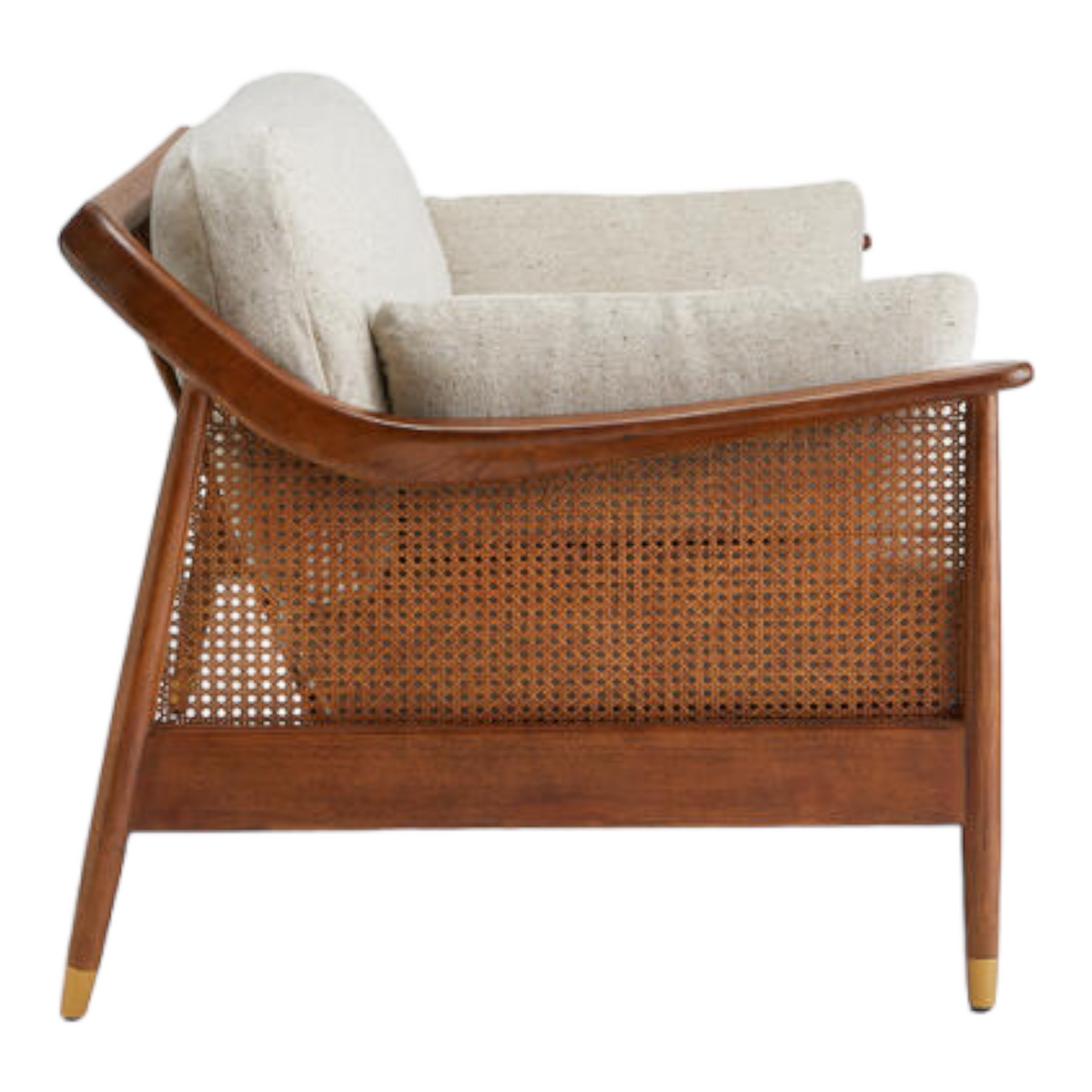 Marika 3 Seater Teak Wood & Rattan, Antique Brass Sofa – Nismaaya Decor